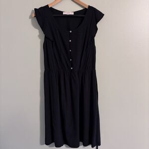 Women’s Loft Dress Black Flutter Sleeve Size Medium Casual